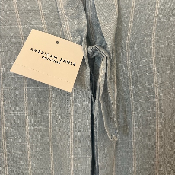 NWT Ladies XL American Eagle TIE BACK Light Blue Stripe Shirt - Picture 7 of 15